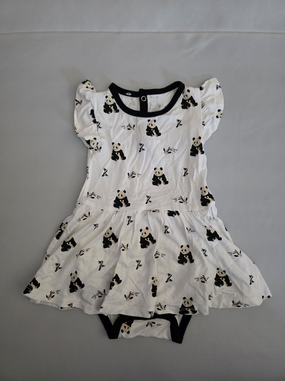 NWOT Kyte Baby Twirl Bodysuit Dress in Black and White Zen (Panda) 12-18M 18-24M